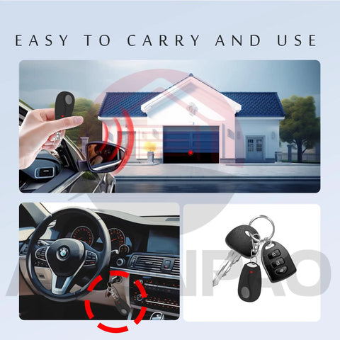 Two Pack Replacement Garage Door Opener Remote For ACT-31B Megacode - Plug And Play, No Dip Switch shown in use with car