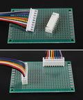 JST XH 2.54mm Connector Kit 90 Pair Set With 2 to 10 Pin Headers on Green Circuit Board with Color-coded Flat Wire Cable