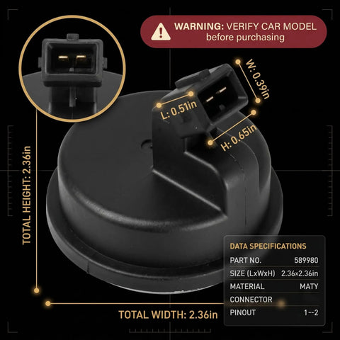 No Fuss Direct Fit Rear Wheel Hub Bearing With Solid Abs Sensor For Kia Soul And Soul Ev 2014 To 2019, showing size and connector.