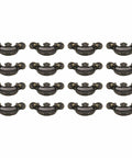 Sixteen Piece Antique Bronze Drop Bail Drawer Pull Set With Screws, Retro Vibe Rustic Vintage Style, shown in grid layout