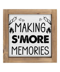 Six Inch Smores Station Sign Wooden Camper Decor For Indoor Shelf Table Tiered Tray Wall Cozy Rustic Camping Party Home RV Bar Backyard Fire Pit Great For Indoor Shelves And Outdoor Tables Too, cedar frame, 'Making S'More Memories'