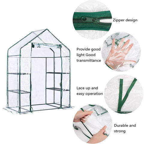 Walk In Greenhouse Replacement Cover With Roll-Up Zipper Door 28x56x76 Inch PVC Weatherproof See-Through Climate Shield For Plants Garden Frost Protection Wind Rain Proof No Frame Included