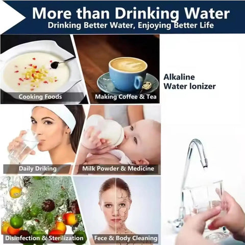 Top Tier Alkaline Water Ionizer Machine With Eight Titanium Plates For Crisp Daily Sips And Quick Cleanse PH Ranges From Point Two Five Up To 112 For Effortless Countertop Setup Delivering Pro Grade Hydrogen Rich Water That Really Slaps Providing Major uses in cooking, making beverages, and cleaning.