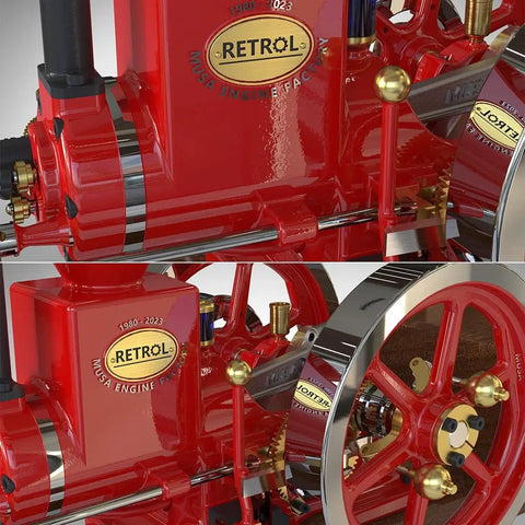 Hit And Miss Engine Model Kit With 4 Stroke Engine High Low Speed Gear Lever Adjustable Speed Switch Realistic Metal Build Educational Mechanical Engine For Adults Hands On STEM Project red metal engine model with flywheel