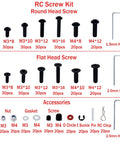 Traxxas Compatible 520 Piece Universal RC Screw Kit with round and flat head screws, hex keys, nuts, gaskets for RC cars.