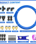 Blue 6mm OD Polyurethane Air Tubing Kit 10 Meter 32.8ft 29-Piece Set With Push To Connect Fittings and Tools