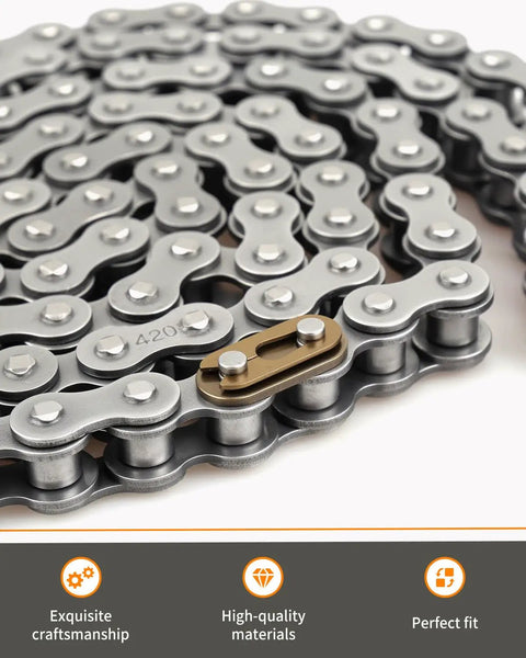 420 Drive Chain With 116 Links And Master Link For Tutti Tutto Soleil 01 Electric Motorcycle Dirt Bike And Ebike Premium High Strength Steel With Anti Rust Coating Universal 420 Chain Upgrade For Electric Rides