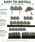 Black Garden Border Edging Kit With PP Plastic Metal Free Wrought Iron Look 15 Pieces 20 Foot Kit installation guide.