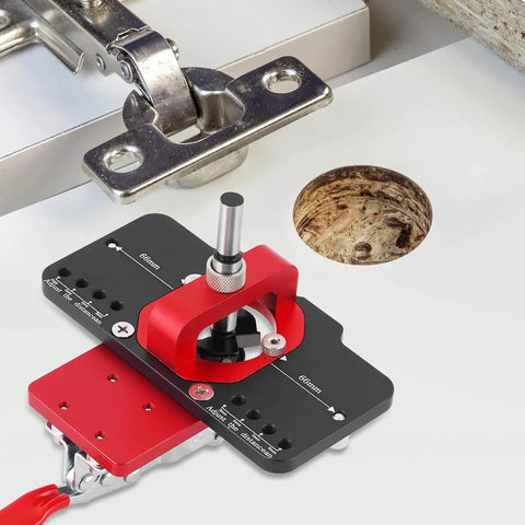 Heavy Duty Door Hinge Jig Kit With Aluminum Alloy Base And Steel Guide Bushing For Router Mortising 35Mm Drill Bit, 66mm on wood door