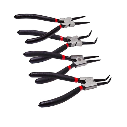7 Inch Snap Ring Pliers Set 4Pc With Straight And Bent Jaws For Internal And External Circlips displayed on white background