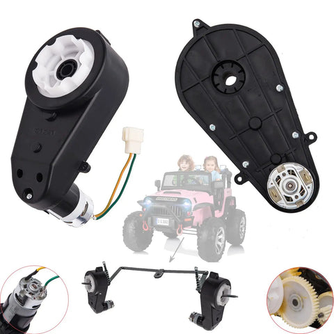 2 Pcs 24V RS555 High Speed Gearbox Motor Replacement For Ride On Cars And UTVs, 40000 RPM, 200W, 12mm Shaft, gear mechanism