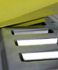 Movable Wheel Chock For E Track System, Heavy Duty Steel, Rust Resistant Powder Coat Finish, Quick Lock mechanism close-up