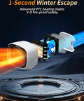 Exploded view of Tiny Yet Mighty Space Heater 2 Pack White 1200W PTC fast heating with safety features illustrated.