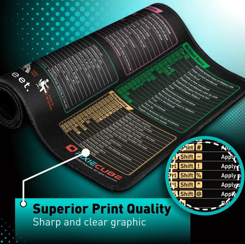 Excel Shortcut Keys Desk Pad For Office And Gaming Large 800x300mm Extended Keyboard Mat With Non Slip Stitched Edge