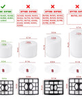 Leadaybetter 2+4 pack replacement filters for Shark Rotator DuoClean vacuum; front view diagram of foam and pleated filters with sizes.