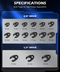 Specifications of Crowfoot Wrench Set, 15-Piece 8-24 Millimeter Metric Flare Nut Wrenches With 1/2 Inch And 3/8 Inch Drive