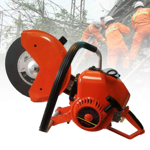 6.8HP Petrol Demolition Saw With 2-Stroke Engine, Fast 5000 RPM Cutoff Saw displayed with orange housing