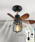 20 Inch Ceiling Fan With Light Socket And Remote, Vintage Industrial Socket Fan Light for Garage, shown installed in a room