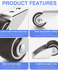 4 Pack 1 Inch Small Rigid Caster Wheels Low Profile Fixed Casters For Furniture Mounting Horizontal Or Vertical Install Rubber Roller Wheels For Side Mount Or Plate Applications In Side Sliding And Pull Out Projects