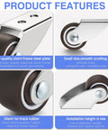 8 Pack Low Profile Caster Wheels 1 Inch Non Swivel Fixed Casters Silent Rubber Tread showcasing steel plate and smooth scrolling features.