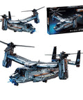 Osprey V-22 Tiltrotor Large-Scale Building Block Kit With 1480 Pieces, military model with metallic finish, box shown