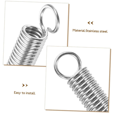 Top Tier 10-Piece Stainless Steel Extension Springs Kit Delivers Killer Strength For DIY Gear, Electric Vehicles And Heavy Machinery With Easy Swap Performance. Stainless steel extension spring with hook, close-up