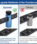 All In One Circular Saw Guide And Stair Gauge Block For Framing Square Built For Rip Guides On Flat Base Saws Delivers Precise Parallel Cuts And Simple Framing Layouts For Stairs And Rafters. Blue anodized thumb screw against ruler