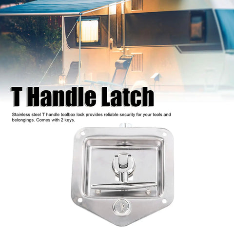 Built Damn Tough Stainless Steel T Handle Latch With Dual Keys For RV Truck Trailer Access Rock Solid Toolbox Lock That Keeps Your Rig Gear Locked In Tight Through Long Haul Shifts And Weekend Cruises