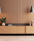 Modern wooden cabinet with 200 Piece Flat Head Wood Plugs Set Heavy Duty Three Eighths Inch Hardwood Hole Plugs For Furniture Repair displayed