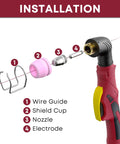All In One Plasma Cutter Consumables Kit For AG 60 Series Torches Including AG 60P SG 55 And WSD 60 Tips Nozzles Electrodes assembly diagram