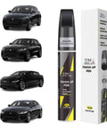 Jaguar Santorini Black Ultimate Black 2 In 1 Touch Up Paint Kit With Pen Tip And Brush shown with Jaguar models