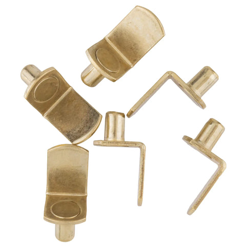 Rock Solid Heavy Duty Brass Plated L Shaped Shelf Pins Replacement Bookcase Supports Quarter Inch Hole Pack Of 12 Sturdy Cabinet Hardware Built Like A Tank For Quick Upgrades