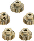 Beefy 7075 Aluminum 48P Pinion Gear Set 23T 24T 25T 26T 27T for 3.175mm shaft shown arranged in a group
