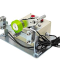 Hella Accurate Digital Wire Cable Length Meter With Easy Roll Counter Wheel For Fishing Line Braided Cords And Power Wires side view with green wheel.
