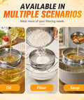 Double Mesh Honey Strainer for Beekeeping, Coarse Top Screen and Fine Bottom Screen Filter, filtering oil, flour, and soup