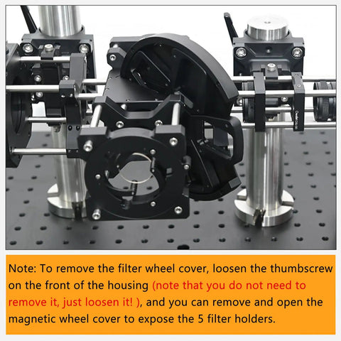 Five-Position Dichroic Filter Wheel For Telescopes With Slim Cage Design Under 1.1mm on optical experiment setup