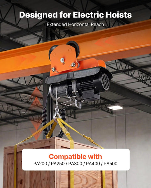 Beefy Electric Hoist Trolley Kit, 1100 Lb Capacity lifting crate, dual wheel push trolley on I-beam, compatible with PA200-PA500