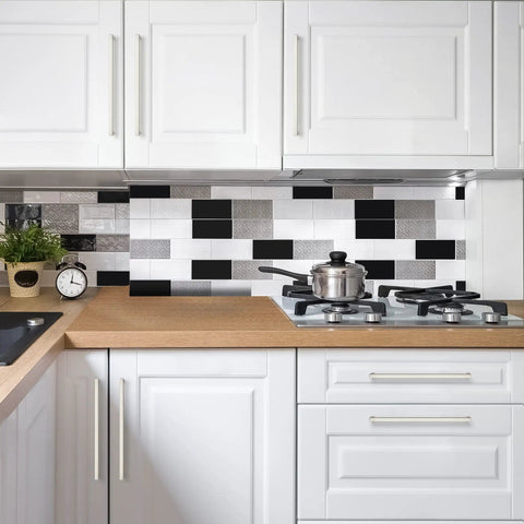 10 Pack Twelve And Three Fifths Inch Square Kitchen Cabinet Handles Satin Nickel Brushed Nickel Pulls For Cupboards And Drawers Easy Center To Center Installation Durable Modern Kitchen Cabinet Hardware on white kitchen cabinets