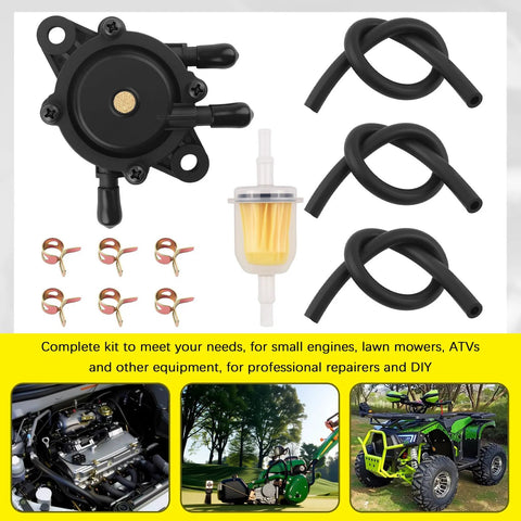 Lawn Mower Fuel Pump With Hose And Filter Plug And Play Small Engine Pump Compatible With Kawasaki Kohler Honda Briggs And Stratton John Deere OEM 808656 808492 kit components