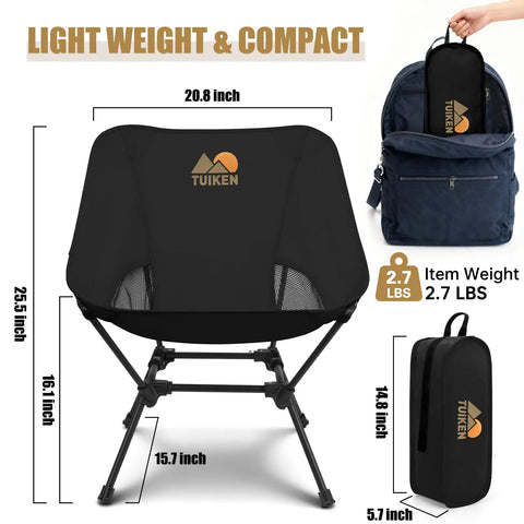 Ultralight Backpacking Camping Chair With Cup Holder And Storage Bag, Portable Foldable Camp Chair For Hiking Travel Picnics And Mountaineering, Deep