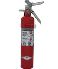 Front view of a 2.5 Lb Purple K Class B C Fire Extinguisher For Flammable Liquids And Live Electrical Fires With 10 Second Discharge Time All Metal Valve Stored Pressure Design Drawn Steel Cylinder And High Gloss Polyester Powder Finish