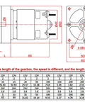 Beefy 775 DC Gear Motor Delivering 80 Kg Cm Of Raw Pull And Smooth 5 To 500 RPM Control With 12 Or 24 Volt Compatibility, technical drawing with dimensions.