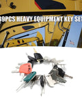 39-Piece Heavy Equipment Key Set And Construction Ignition Master Key Kit Replacement For Caterpillar Crown Deere Bobcat