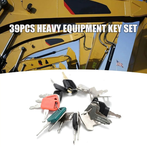 39-Piece Heavy Equipment Key Set And Construction Ignition Master Key Kit Replacement For Caterpillar Crown Deere Bobcat