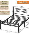 Top Shelf Black Metal Full Bed Frame With Headboard And Steel Slat Base Built Like A Tank For Solid Stability Plus Deep Under Bed Storage With Dimensions and Capacity