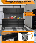 72-Inch Rolling Tool Cabinet With 15 Drawers 3 Top Cabinets And Pegboard Mobile Garage Tool Organizer With Anti Slip Liner For Warehouse And Repair Shop