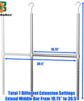 Adjustable Hanging Closet Rod Chrome Finish Extends From 18.75 To 30.5 Inches In 7 Positions And Stays Level With 1 Inch Height Adjustments