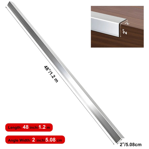 Heavy Duty T304 Stainless Steel Wall Corner Guards, 2 X 2 Inch 48 Inch Long, side view with dimensions shown.