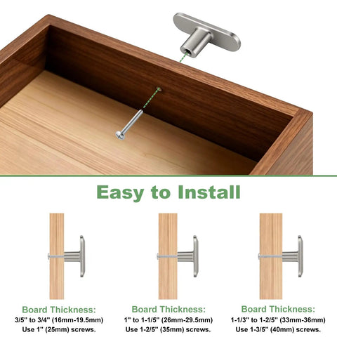 Installation guide for 10 Pack 2 Inch Slick Satin Nickel T Bar Cabinet Knobs And Drawer Pulls Single Hole Solid Zinc Alloy Handles