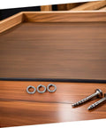 Premium Industrial Heavy Duty Split Lock Washers M10 Bright Silver Stainless Steel 100 Pack with screws on wooden surface.